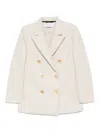 Harris Wharf London Double-breasted Gold Buttoned Coat In Neutral