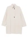 Harris Wharf London Wool High Neck Coat With Side Pockets In White