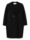 Harris Wharf London Black Double-breasted Coat With Dropped Shoulders In Wool Woman In Black