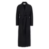 Harris Wharf London Women Long Trench Double Stitching Pressed Wool In Black