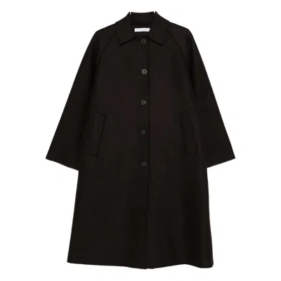 Harris Wharf London Balmacaan Button-front Raglan-sleeve Coat In Brown