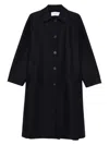 Harris Wharf London Balmacaan Button-front Raglan-sleeve Coat In Black