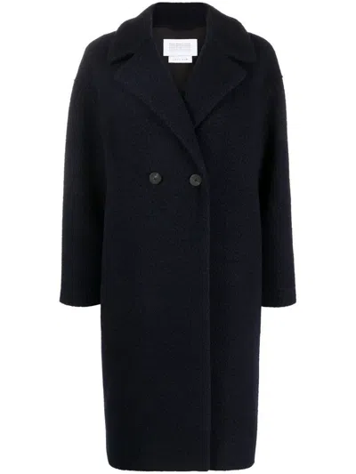 Harris Wharf London Cocoon Coat In Pressed Wool In Blue