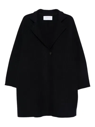 Harris Wharf London Wool Fabric Long Sleeves Coats With Notched Lapels In Black