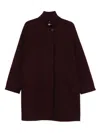 Harris Wharf London Wool Coat With High Neck And Raglan Sleeves In Red