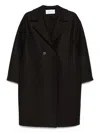 Harris Wharf London Black Double-breasted Coat With Dropped Shoulders In Wool Woman In Black
