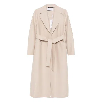 Harris Wharf London Belted Notched-lapels Coat In Gray