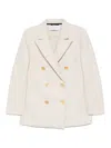 Harris Wharf London Double-breasted Gold Buttoned Coat In Neutral
