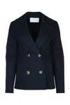 Harris Wharf London Women Peacoat Diagonal Crafted With Loro Piana Fab In Navy
