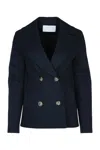 Harris Wharf London Women Peacoat Diagonal Crafted With Loro Piana Fab In Navy