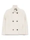 Harris Wharf London Beige Short Coat With High Neck And Dropped Shoulders In Neutral
