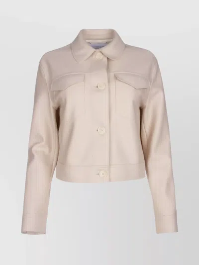 Harris Wharf London Collared Neck Flap Pockets Long Sleeves In Neutral