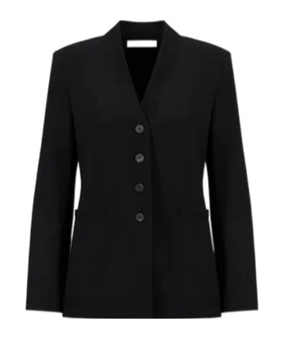 HARRIS WHARF LONDON COLLARLESS BLAZER SUPERFINE MERINO