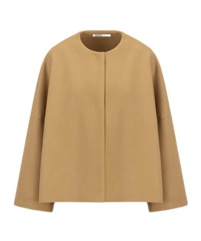 Harris Wharf London Collarless Cape In Brown