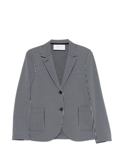 Harris Wharf London Cotton Blend Blazer Jacket Striped Lapels In Gray