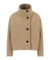 Harris Wharf London Cropped Funnel Jacket Boucle In Brown