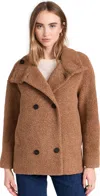 Harris Wharf London Cropped Funnel Jacket Boucle Jacket In Teddy Brown