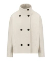 Harris Wharf London Beige Short Coat With High Neck And Dropped Shoulders In Gray