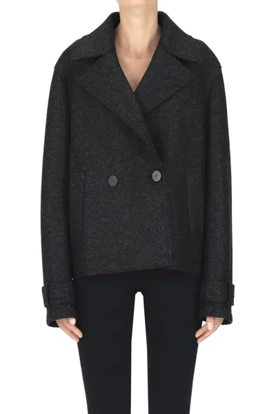 Harris Wharf London Cropped Peacoat In Black