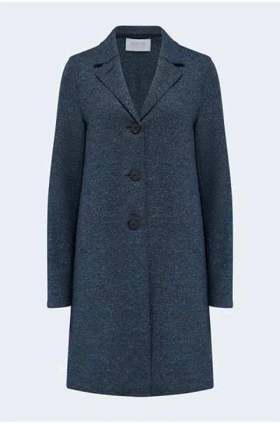 Harris Wharf London Donegal Boxy Coat In Dark Blue