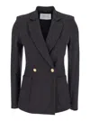 Harris Wharf London Houndstooth Double-breasted Blazer In Gray