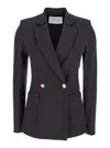 Harris Wharf London Houndstooth Double-breasted Blazer In Gray