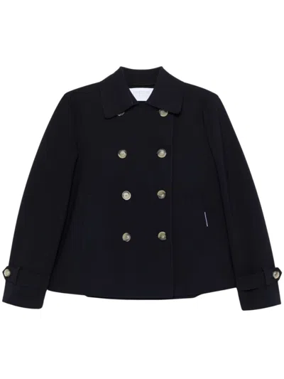 Harris Wharf London Double-breasted Blue Jacket In Black