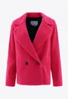 Harris Wharf London Textured Fabric Double-breasted Coat With Notched Lapels