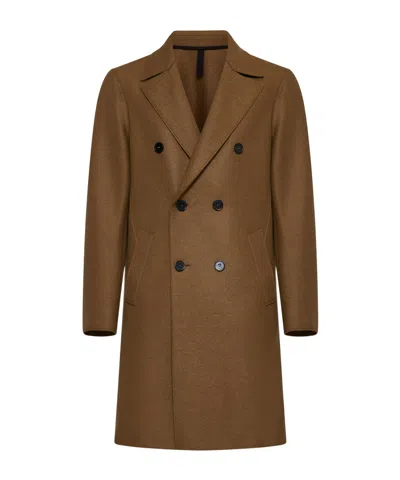 Harris Wharf London Double-breasted Coat In Brown