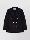 Harris Wharf London Double-breasted Coats With Notched Lapels And Side Pockets In Blue