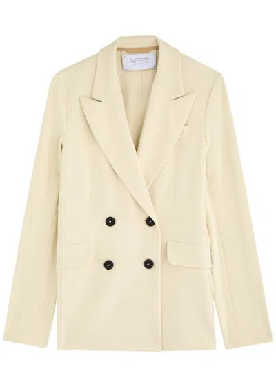 Harris Wharf London Double-breasted Flannel Blazer In Ivory