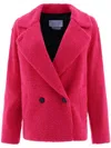 Harris Wharf London Textured Fabric Double-breasted Coat With Notched Lapels In Pink
