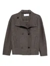 Harris Wharf London Double-breasted Funnel-collar Jacket In Black