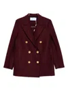 Harris Wharf London Wool Double-breasted Coat Gold Buttons In Burgundy