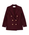 Harris Wharf London Wool Double-breasted Coat Gold Buttons In Burgundy