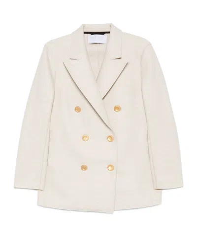 HARRIS WHARF LONDON DOUBLE-BREASTED GOLD-BUTTON COAT