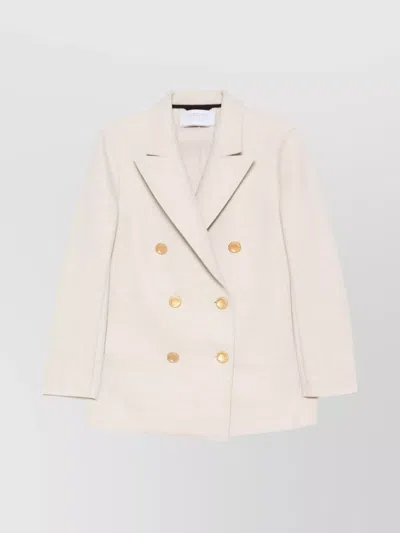 HARRIS WHARF LONDON DOUBLE-BREASTED GOLD BUTTONED COAT