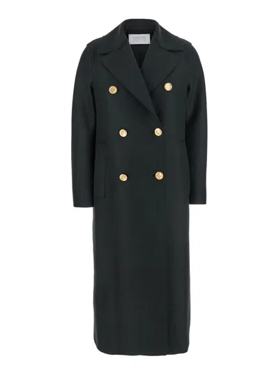 Harris Wharf London Double Breasted Golden Buttons Coat In Green
