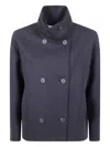 Harris Wharf London Women Cropped Funnel Jacket Pressed Wool In Blue