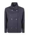 Harris Wharf London Women Cropped Funnel Jacket Pressed Wool In Blue