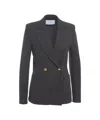 Harris Wharf London Double-breasted Houndstooth Blazer With Gold Buttons In Black