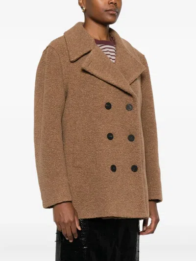 Harris Wharf London Double-breasted Jacket In Brown