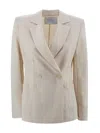 Harris Wharf London Structured Double-breasted Blazer With Notched Lapels In Neutral