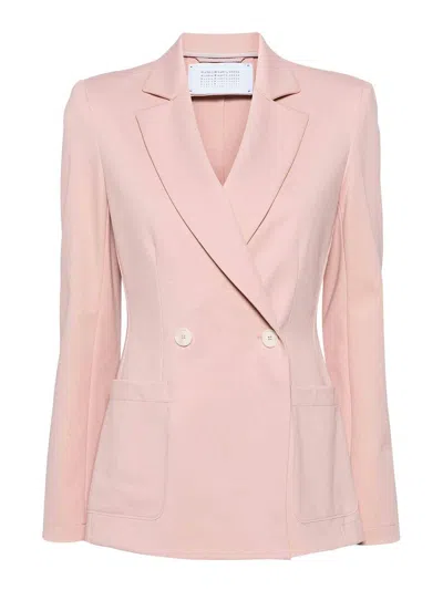 Harris Wharf London Shoulder-pads Double-breasted Blazer In Pink