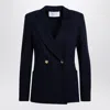 Harris Wharf London Double Breasted Jacket With Vichy Pattern In Wool Blend In Blue