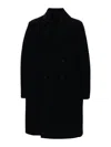 Harris Wharf London Blue Wool Double-breasted Coat In Blue
