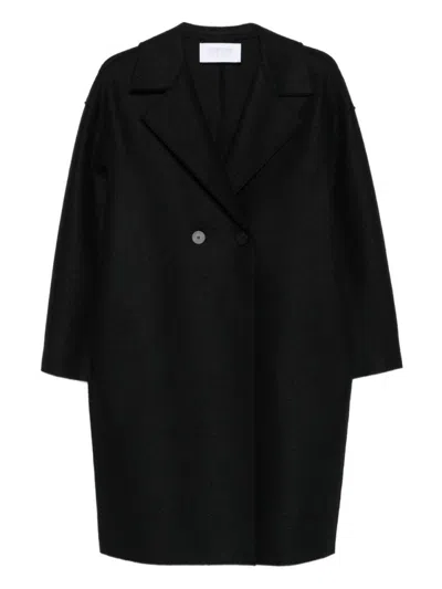 Harris Wharf London Double-breasted Oversized Wool Coat With Wide Lapels In Black