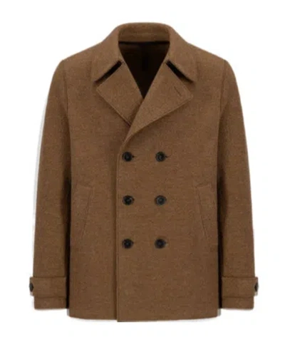 Harris Wharf London Double-breasted Short Jacket In Brown