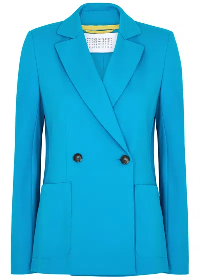 Harris Wharf London Double-breasted Stretch-jersey Blazer In Blue
