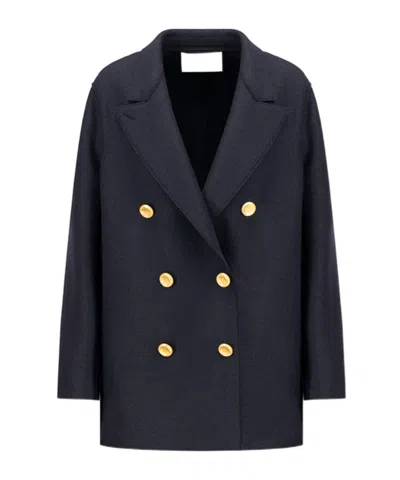 Harris Wharf London Double-breasted Tailored Coat In Black